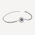Dazzling Evil Eye Charm Silver Bracelet
