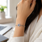 Dazzling Evil Eye Charm Silver Bracelet