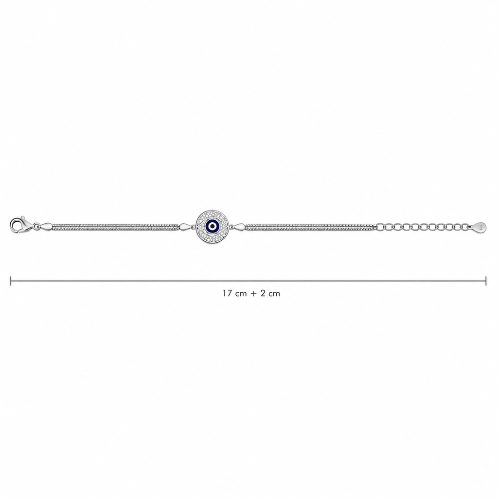 Dazzling Evil Eye Charm Silver Bracelet