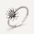 Sunflower Beaded Silver Ring