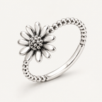 Sunflower Beaded Silver Ring