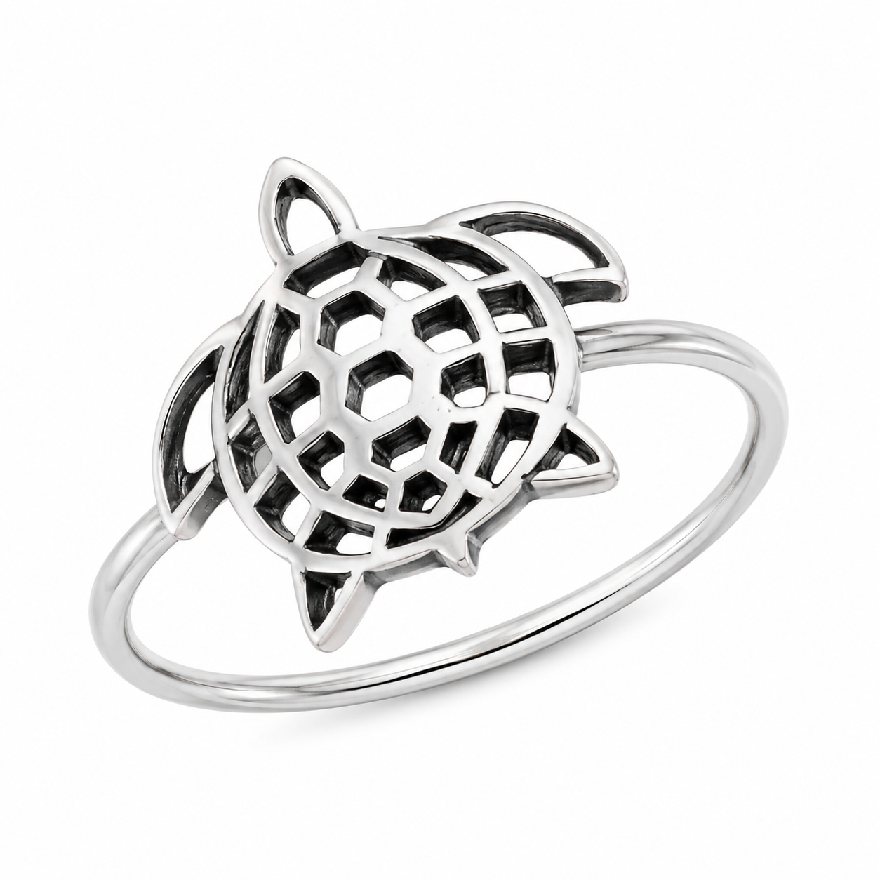Oxidised Turtle Design Ring