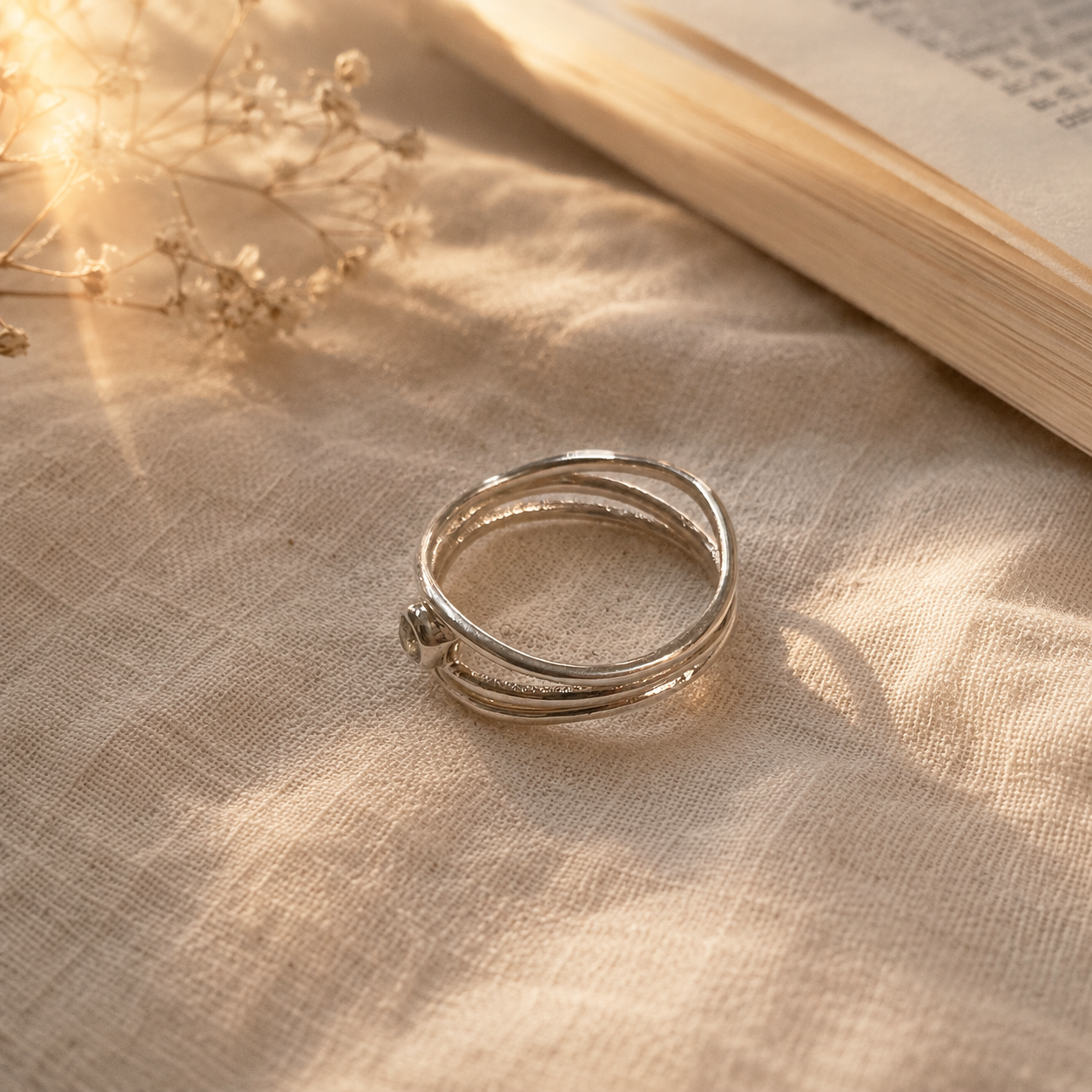 Elegant Multi Band Silver Ring