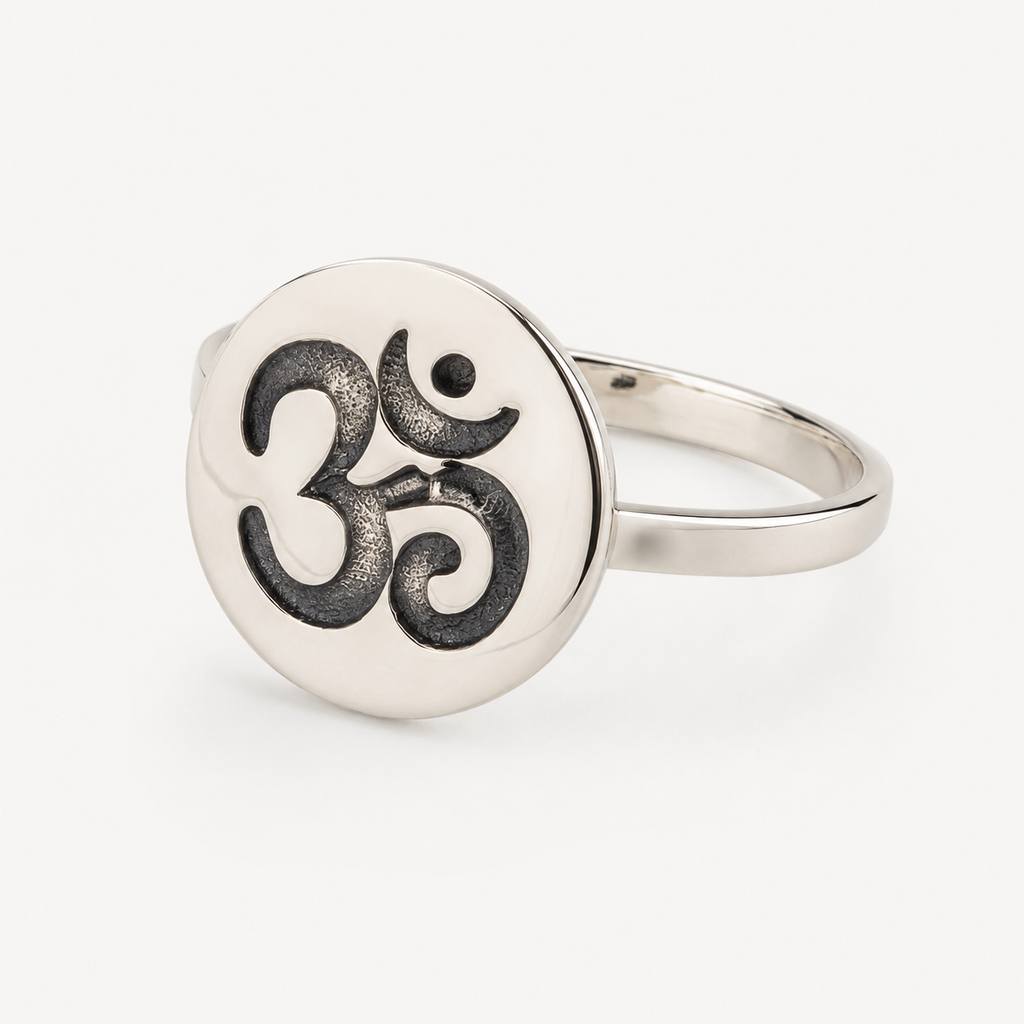 Om Engraved Sterling Silver Signet Ring