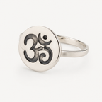 Om Engraved Sterling Silver Signet Ring