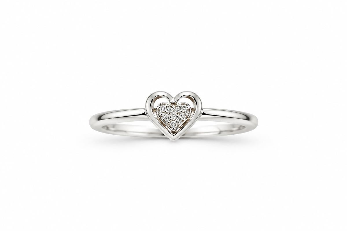 Diamond Studded Double Heart Ring