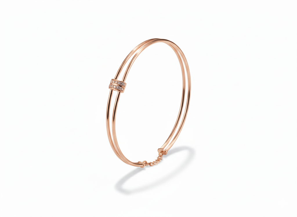 Aurelle Dual Band Kada Bracelet - Rose Gold