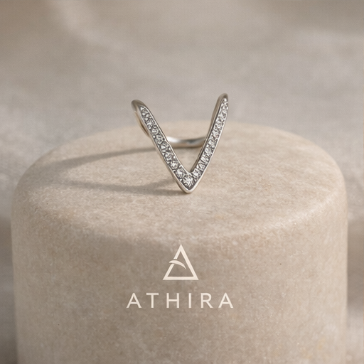 Reversible V-Contour Ring - 925 Sterling Silver Ring Worn Lifestyle Photo | How It Looks When Worn | Athira