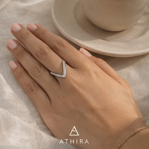 Reversible V-Contour Ring - 925 Sterling Silver Ring Elegant Flat Lay Styling | Athira Jewels
