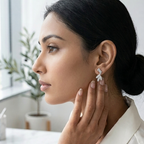 Leaf Drop Stud Earrings - Earrings detail view 3 | 925 Sterling Silver | Athira