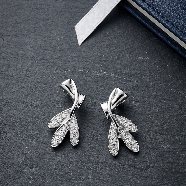Leaf Drop Stud Earrings - Earrings detail view 4 | 925 Sterling Silver | Athira