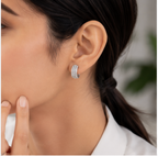 Sparkling Multi-Row Semi-Hoop Earrings