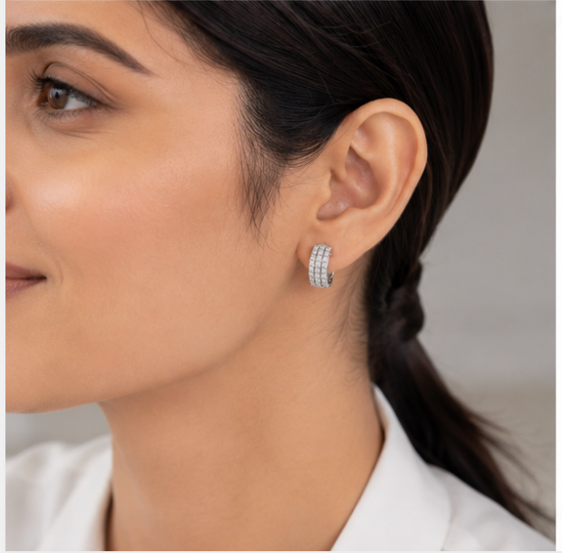 Sparkling Multi-Row Semi-Hoop Earrings