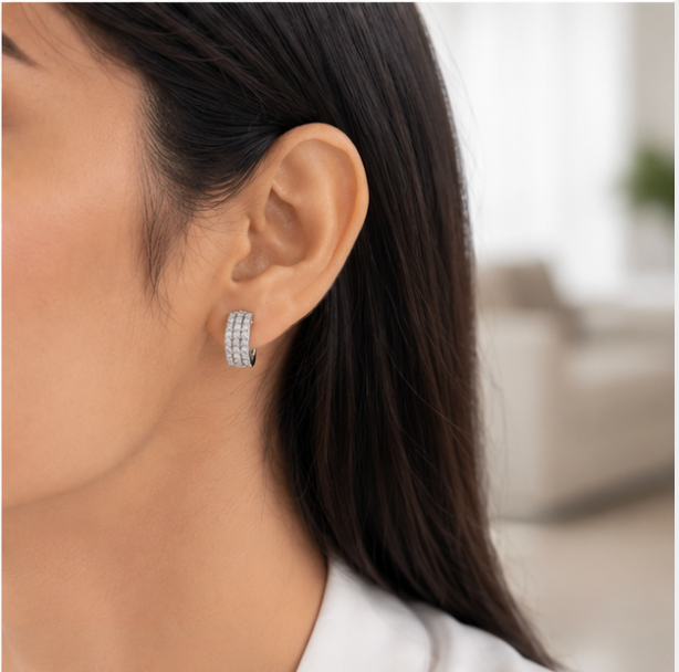 Sparkling Multi-Row Semi-Hoop Earrings