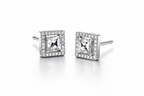 Square Princess Cut Halo Stud Earrings