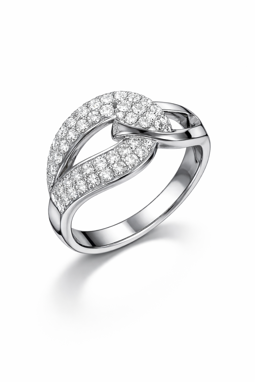Intertwined Sparkle Ring - 925 Sterling Silver Ring | White Background Studio Product Photo | Athira Jewels