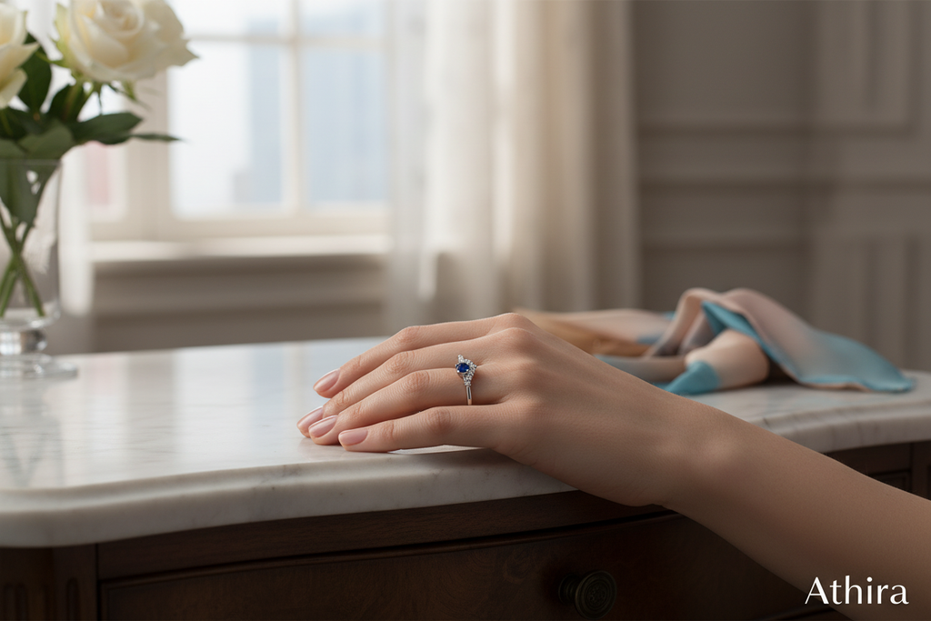 Cinematic lifestyle image showing ring being worn