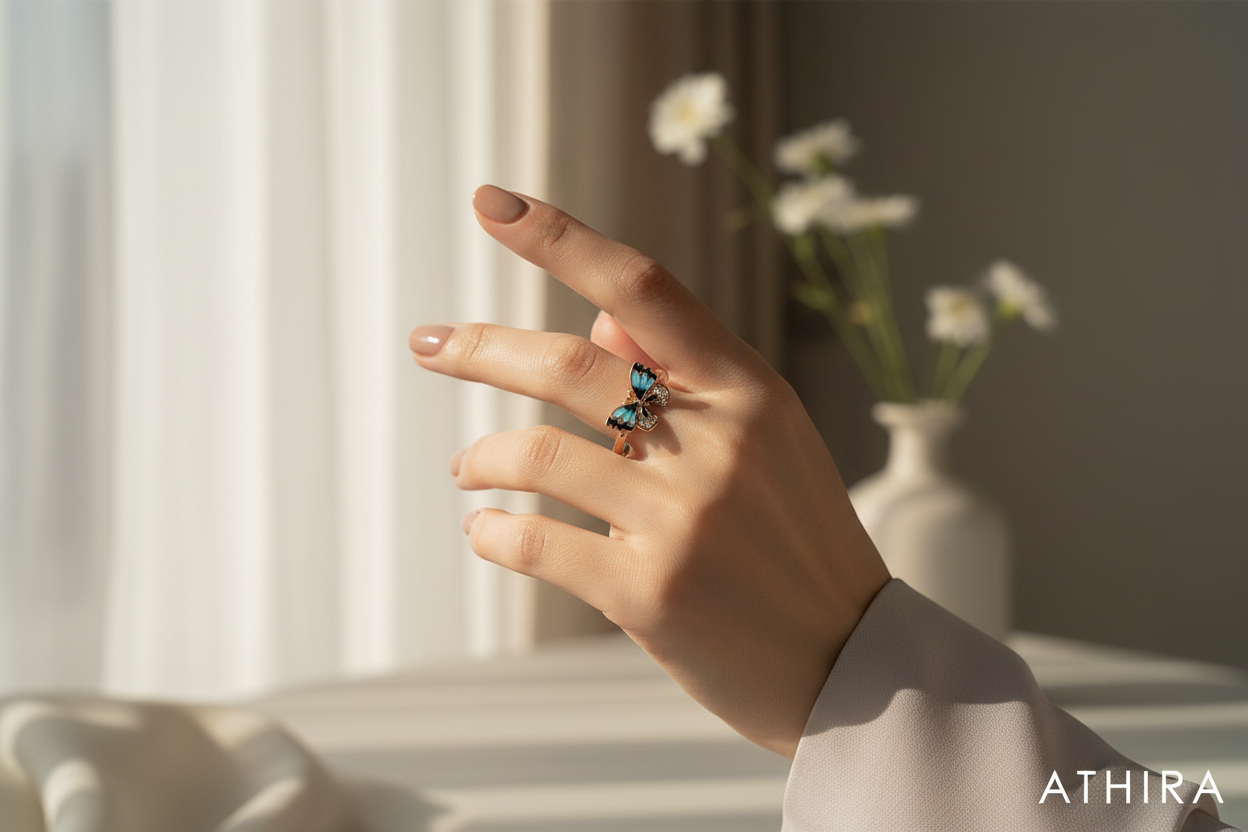 Cinematic lifestyle image showing ring being worn