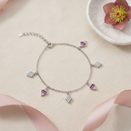 Dazzling Rhombus Pink Stone Anklet – Flat Lay