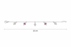 Dazzling Rhombus Pink Stone Anklet — Technical Measurement Flat-lay