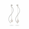 Designer S-Curve Pearl Drop Earrings — Commercial Product Shot