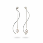 Designer S-Curve Pearl Drop Earrings — Commercial Product Shot