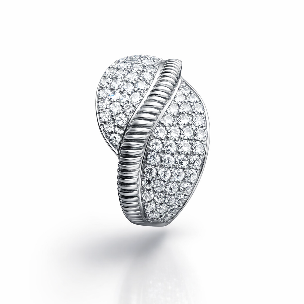 Elegant Pave Wave Ring