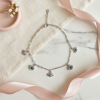 Evil Eye Anklet — Flat Lay with Detailed Charm Clarity