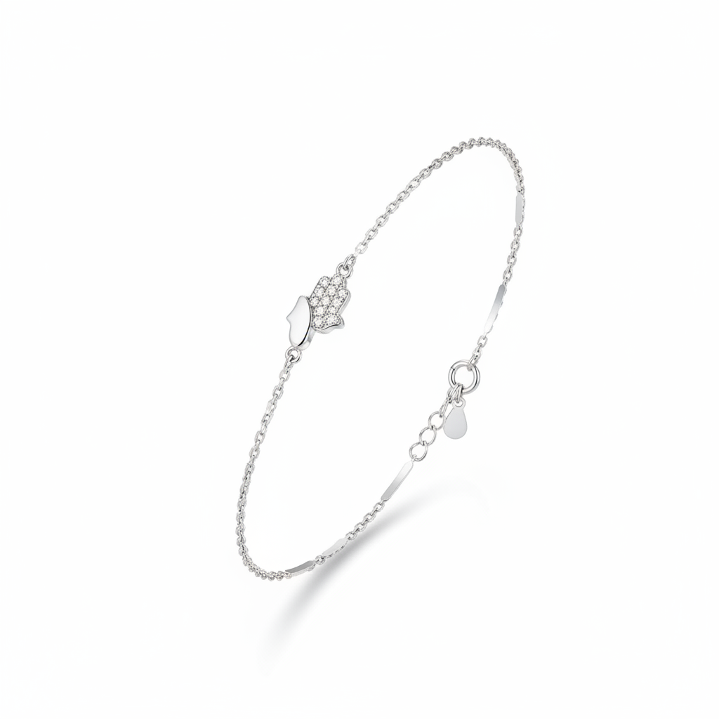 Hamsa Charm Dual Finish Bracelet — Studio Shot