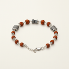 Handcrafted Rudraksha & Oxidised Silver Bracelet
