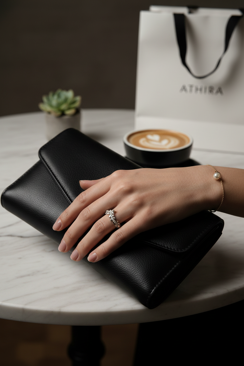 High-resolution styled lifestyle image with Athira branding