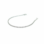 Shining Rhodium Plated Disc Anklet — overhead studio shot on white background, faceted disc chain with rhodium-plated sterling silver finish