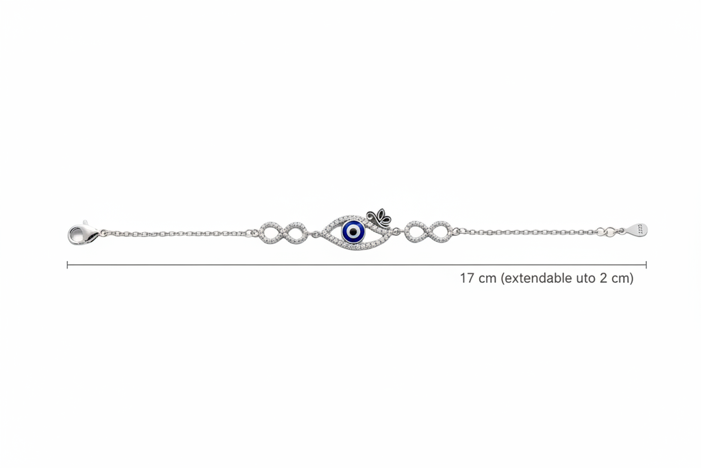 Infinity Evil Eye Bracelet — Technical Measurement Image