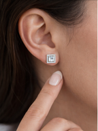 Square Princess Cut Halo Stud Earrings