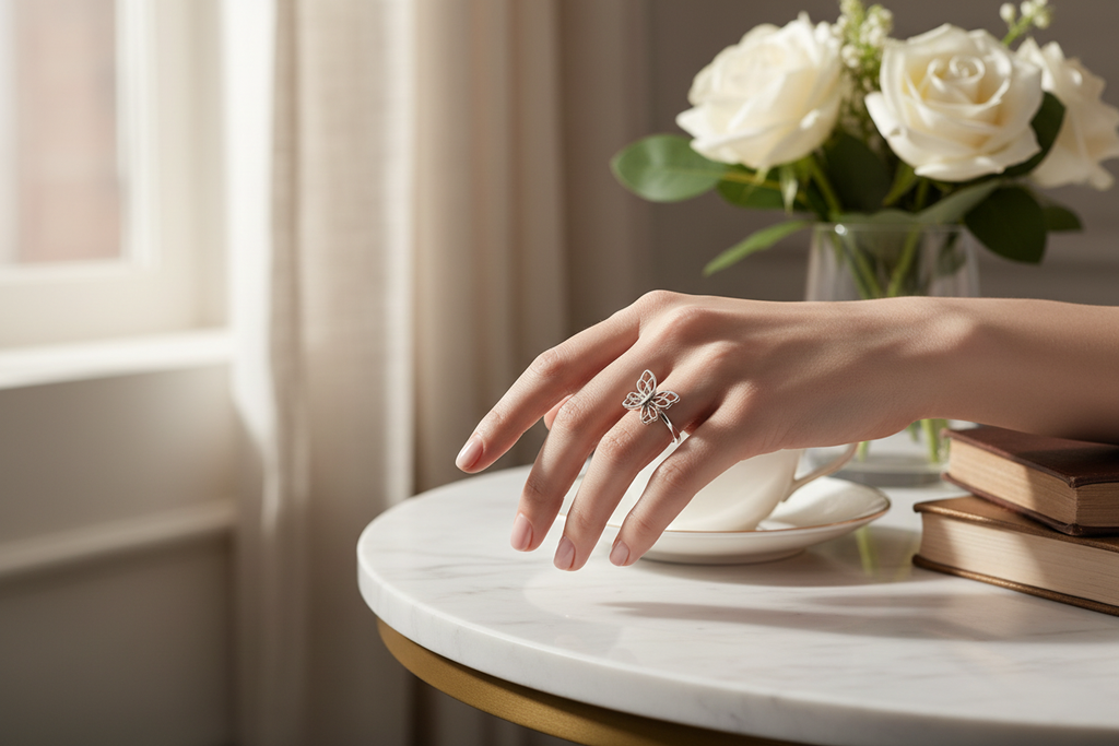 Lifestyle image showing ring being worn