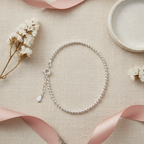 Minimalist Sterling Silver Beaded Anklet – Flat Lay