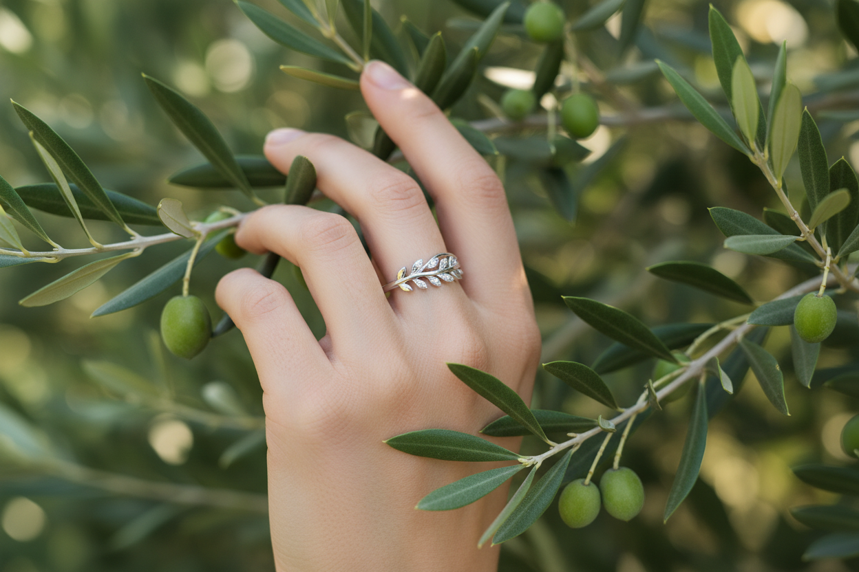 Olive Leaf Ring - Lifestyle