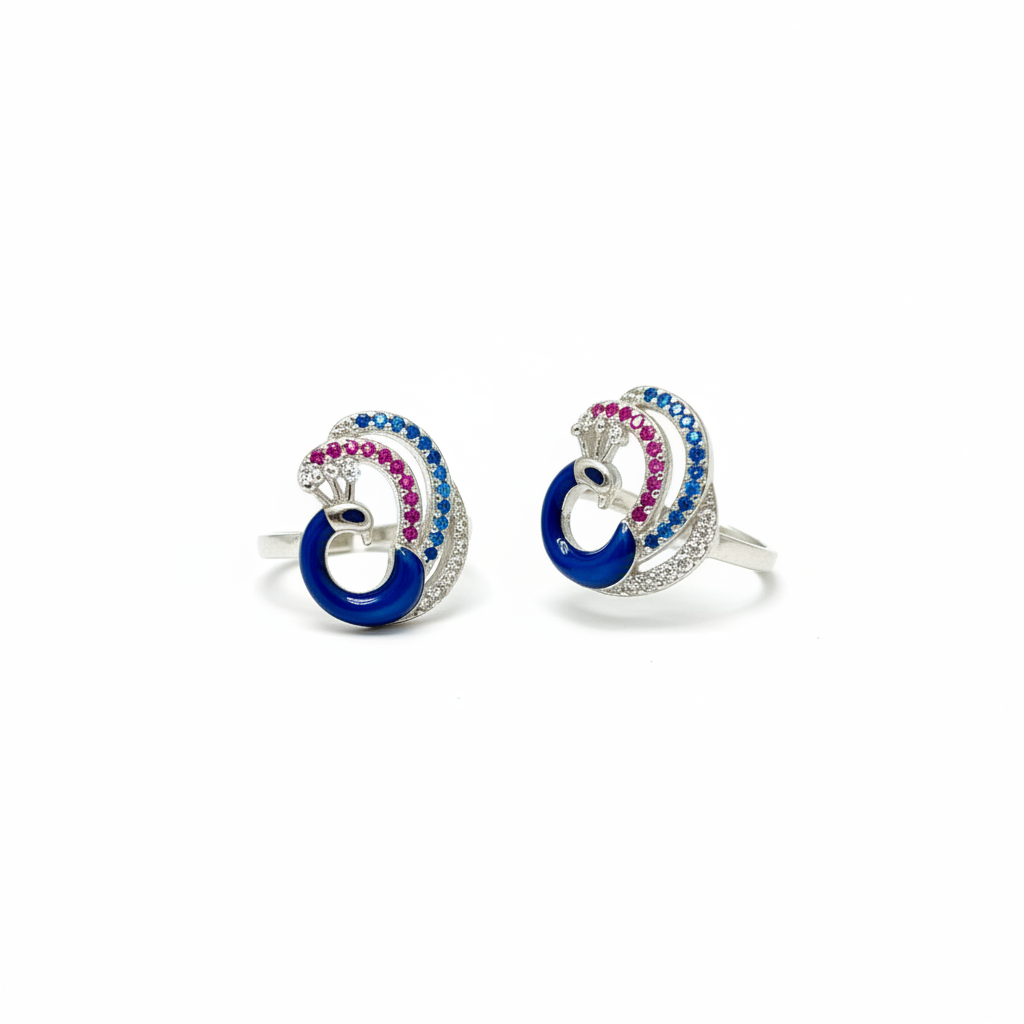 Peacock Toe Ring Pair — Studio Commercial Shot