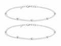 Rhodium Plated Double Chain Moti Payal Set