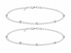 Rhodium Plated Double Chain Moti Payal Set