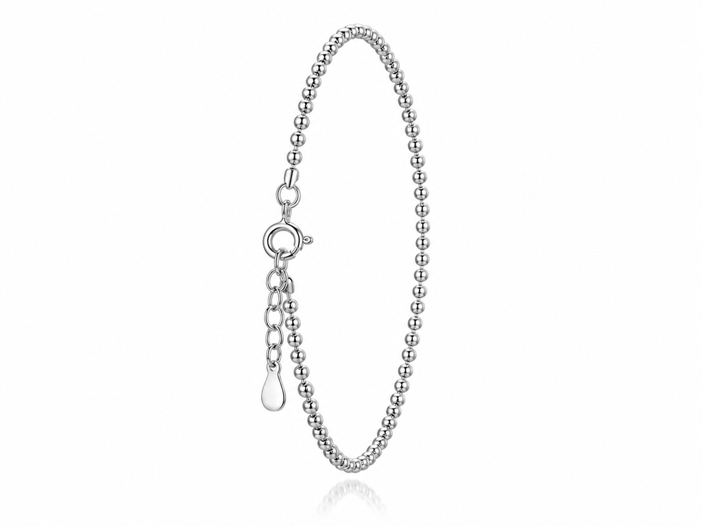 Minimalist Sterling Silver Beaded Anklet