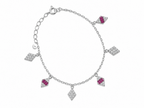 Dazzling Rhombus Pink Stone Anklet