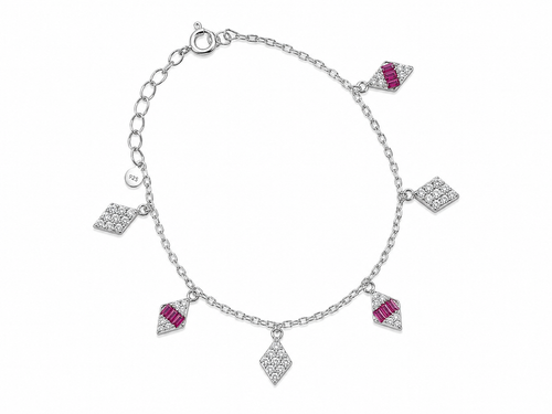 Dazzling Rhombus Pink Stone Anklet