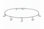 Sterling Silver Moon and Crown Charm Anklet