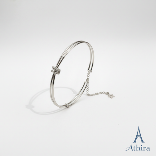 Silver kada on white background with Athira branding