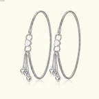 Sleek Sterling Silver Heart Dangle Anklets