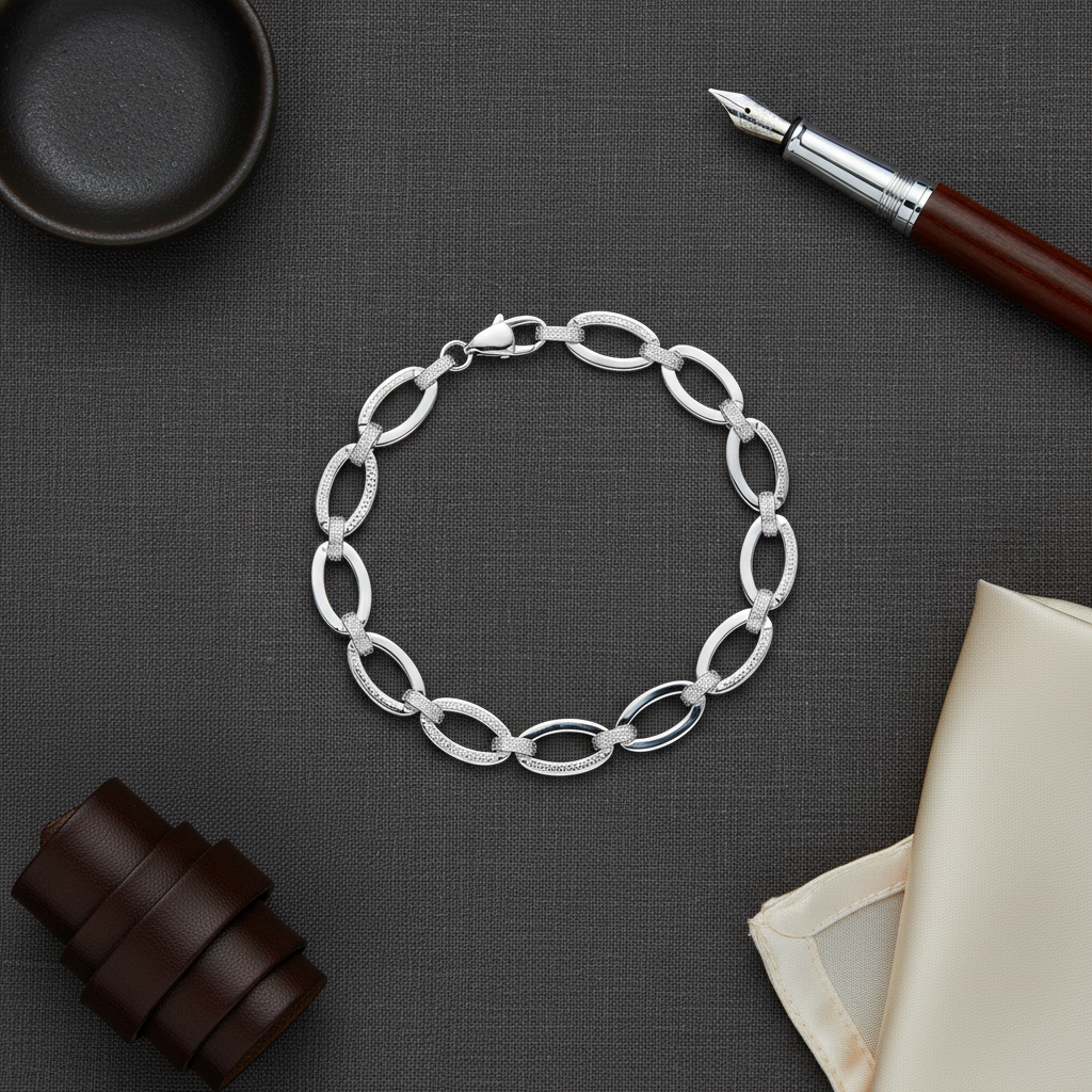 Sterling Silver Bracelet – Editorial Flat Lay