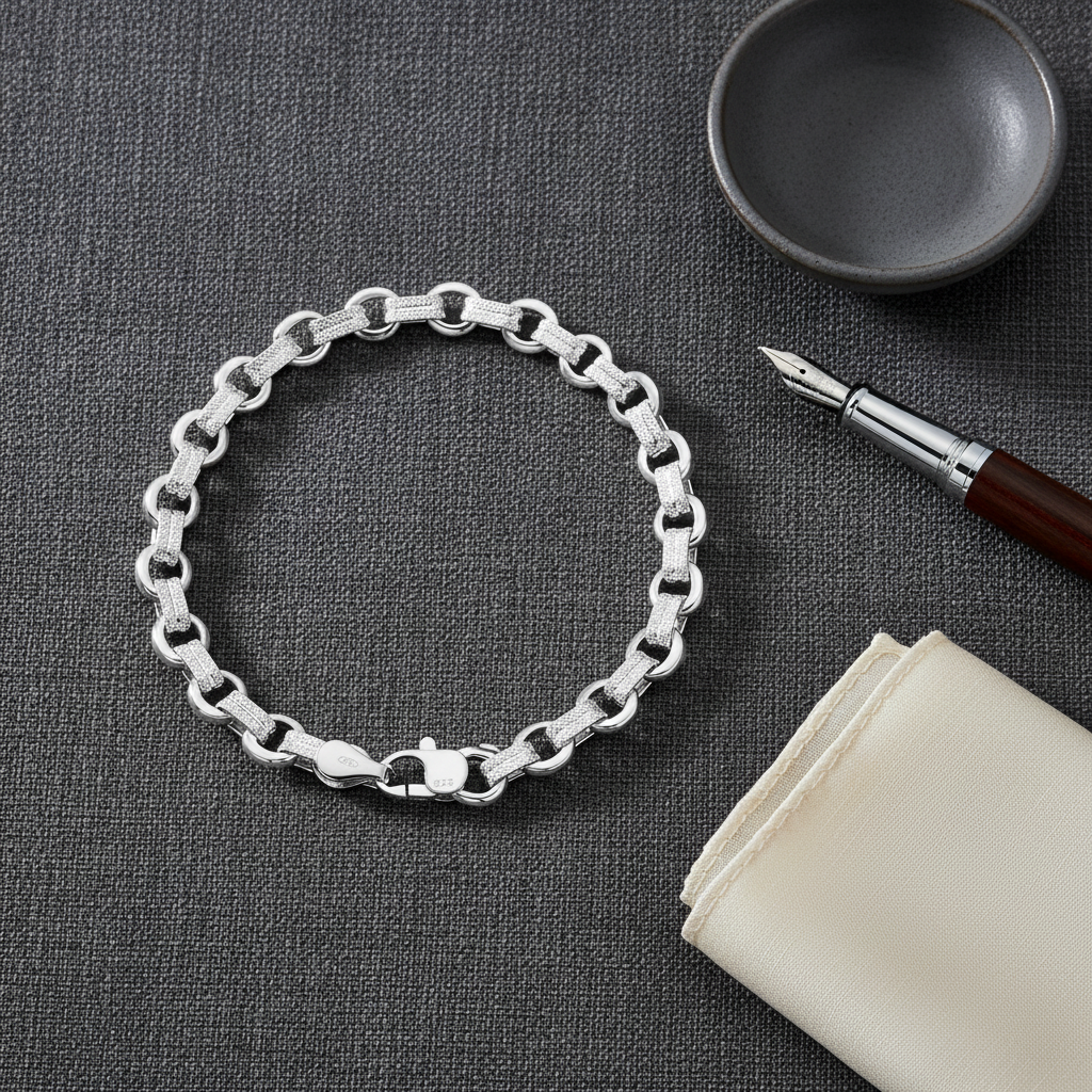 Sterling Silver Bracelet – Flat Lay Editorial