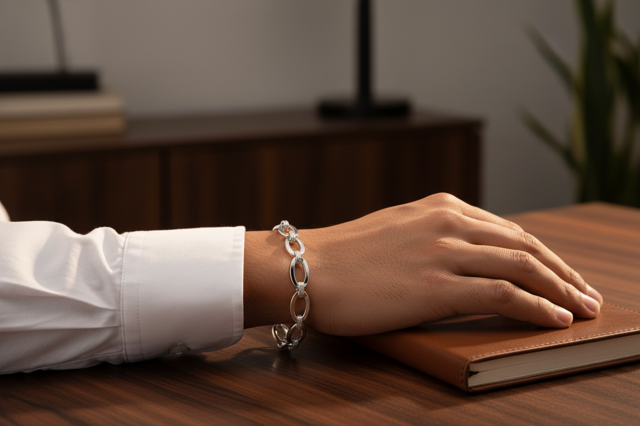 Sterling Silver Bracelet – Lifestyle Wrist Shot