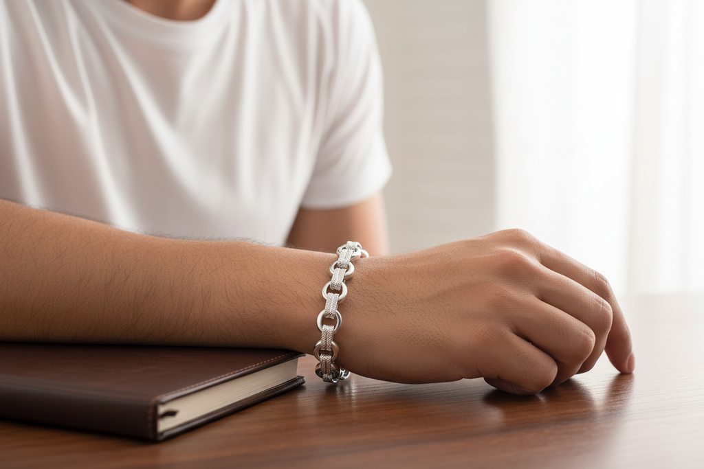 Sterling Silver Bracelet – Young Adult Lifestyle Shot